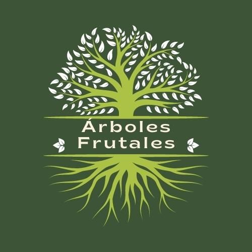Logotipo con fondo verde y tonos claros de Árboles Frutales frutales.info.